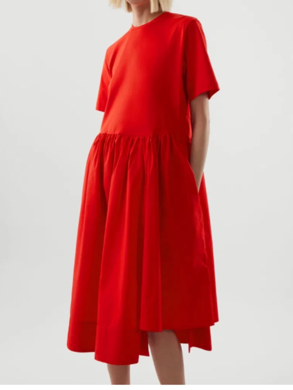 COS A-Line Contrast Skirt Dress - Bright Red - Size L
